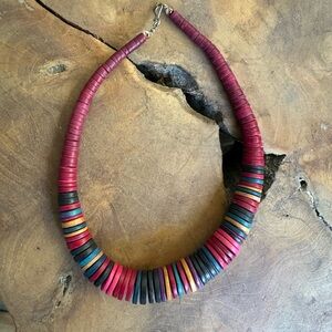 Handcrafted Wood Bead Colorful Necklace